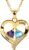 Lam Hub Fong Personalized Birthstone Necklace for Mom – Custom Name Necklace with Heart Pendant – Sterling Silver Family Jewelry Gifts for Women, Grandma, Daughter – Mothers Day Birthday Gifts