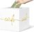 White Card Box with Gold Foil Design, Paperboard 8.7″ Card Box for Birthday Wedding Party Graduation Retirement Anniversary Valentine’s Day & Baby Showers, Raffle or Money Box