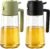 2Pack Glass Oil Sprayer for Cooking 16oz/470ml, 2 in 1 Oil Dispenser with Label Stickers & Portion Control, Kitchen Gadget for Air Fryer, Salad, BBQ, Frying（Black+Green）