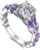 Jeulia 4.3 Carat Personalized Sterling Silver Butterfly Rings for Women Purple Amethyst Bridal Round Cut Wedding Engagement Eternity Valentine’s Promise Ring Set