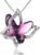 Butterfly Birthstone Crystal Necklace Mother’s Day Present for Women Silver Tone Pendant Jewelry Made with Austrian Crystals Anniversary Birthday Gift 18″+2″