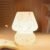 ONEWISH Mushroom Lamp Small Bedside Table Lamp-Nightstand Nightlight Dimmable Stepless, Translucent Glass White Desk Lamp for Bedroom Dorm Living Kitchen, Murano Style Aesthetic Cute Home Decor