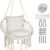 JoyView Macrame Hammock Chair Hanging Swing Chair Max 330 Lbs with 2 Cushions and Hardware Kits for Indoor Outdoor Bedroom Patio Garden – Beige
