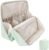 Travel Makeup Bag, Large Capacity Toiletry Bag, Waterproof PU Leather Cosmetic Bag with Clear Dividers & Handle, Portable Lightweight Vertical Free-Standing Brush Holder for Men & Women(Green)