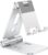 OMOTON Foldable Cell Phone Stand, C4 Portable Aluminum Phone Holder, Adjustable Phone Dock Cradle for iPhone 17/16/15 Pro Max Air, Small Tablets, All Smart Phones for Women Men Gift, Silver