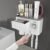 iHave Toothbrush Holders for Bathrooms, 2 Cups Toothbrush Holder Wall Mounted with Toothpaste Dispenser – Large Capacity Tray, Cosmetic Drawer – Bathroom Decor & Bathroom Accessories