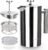 Secura French Press Coffee Maker, 304 Grade Stainless Steel Insulated Coffee Press with 2 Extra Screens, 34oz (1 Litre), Silver