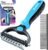 Candure Dematting Comb for Dog and Cat, Pet Grooming Rake and Brushes for Small, Medium Large Dogs Double Sided Deshedding Tool Removes Knots & Tangled Hair (Blue, Large to Medium)