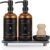 Luxury Kitchen Soap Dispenser Set – 16 oz Amber Glass, Steel Pump, Tray & Dish Brush
