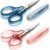 Beaditive Detail Craft Scissors Set (2 pcs) Curved and Straight, Sharp, Compact | Sewing, Embroidery, Paper Cutting, Crafting | Stainless Steel | Protective Cover (Blue&Pink)