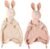 Insular Bunny Lovey Blanket for Boys and Girls, Organic Cotton Muslin Security Blanket for Babies, Soft Breathable Lovie Soothing Towel for Newborn and Infant, Pink&Khaki