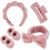 7 Pcs Spa Set, Facial Headband and Wristband Set, Skincare Accessories, College Style Girl Idea Gifts, Hair Accessories for Women and Girls（ Coral Pink）