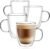 CNGLASS Glass Coffee Mugs 12oz,Double Walled Insulated Cappuccino Mug with Handle,Clear Espresso Cups for Cappuccino,Latte,Tea Bags,Hot and Cold Beverages,Set of 4