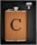 CARAKNOTS Hip Flask for Men Leather Engraved Drinking Whiskey Flasks for Liquor with Initials Stainless Steel with Funnel 8oz Groomsmen Gifts Personalized Christmas Birthday Gifts for Him Dad Letter C