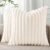 Pallene Faux Fur Plush Fall Throw Pillow Covers 26×26 Set of 2, Luxury Soft Fluffy Striped Decorative Pillow Covers for Sofa, Couch, Living Room, Cream White