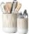 LE TAUCI Ceramic Utensil Holder – Set of 2, Modern Kitchen Countertop Organizer