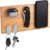 Premium Magnetic Bamboo Key Holder for Wall, No Drill Wooden Key Rack with Strong Magnets, 3M Adhesive Entryway Organizer for Keys, Phone, Earbuds & Everyday Essentials