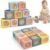 Little Rawr 9 Pcs Baby Silicone & Wooden Stacking Blocks, Food-Grade Silicone Baby Toy with Natural Wood Inserts, Soft Chewable Montessori Blocks for Toddlers, Animal Learning Toy