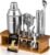 KITESSENSU Cocktail Shaker Set Bartender Kit with Stand | Bar Set Drink Mixer Set with All Essential Accessory Tools: Martini Shaker, Jigger, Strainer, Mixer Spoon, Muddler, Liquor Pourers |Silver