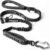 Pamiou Heavy Duty Dog Leash with Strong Lead for Medium to Large Dogs, Shock Absorbing with Bungee Design, Two Padded Handle & Car Seat Belt Buckle, Light Reflective Rope (Black)