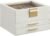 SONGMICS GISELLA Collection – Jewelry Box Organizer with Glass Lid, 3-Layer Jewelry Storage, with 2 Drawers, Modern Style, 8 x 9.1 x 5.3 Inches, Cloud White and Gold Color UJBC239WT