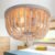 Q&S Wood Beaded Chandelier,Boho Farmhouse Light Fixture,Oak White,3 Lights,Semi Flush Mount Ceiling Light Fixtures for Hallway Baby’s Nursery Bedroom Kitchen Living Room