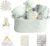 CREVENT Baby Welcome Gift Set — Storage Basket, 2 Blankets, Security Blanket & Taggie (Ivory)
