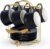 Lareina 7-Ounce Porcelain Cappuccino Cups Set of 6, Stackable Coffee Cups with Saucers, Spoons and Metal Stand-for Specialty Coffee Drinks, Cappuccino, Latte, Americano and Tea, Black
