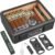 Cigar Humidor, Full Glass Top Cigar Box with Humidifier and Hygrometer, Drop-proof Crushproof Cigar Case, Cedar Wood Lining Storage Box with Divider for 20-25 Cigars (Black)