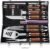 ROMANTICIST 25pcs Extra Thick Stainless Steel BBQ Grill Accessories Set – Heavy Duty Grilling Tools Kit with Spatula & Tongs in Aluminum Case