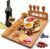 Cheese Board and Knife Set,Bamboo Charcuterie Board,Wine Meat Cheese Platter Serving Board with 4 Stainless Steel Knife,Wooden Cheese Tray,Cheese Plate Set,Perfect for Birthday,Housewarming Gift