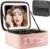 Extrei Gent Makeup Travel Train Case with Mirror LED Light 3 Adjustable Brightness Large Cosmetic Bag Portable Storage Adjustable Partition Waterproof Makeup Brushes Make up Jewelry Gift for Women