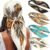 AWAYTR 35” Satin Large Square Head Scarves – 4PCS Silk Like Neck Scarf Hair Sleeping Wraps Satin Silk Scarfs for Women