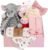 Newborn Baby Girl Gift, 9 Pcs Baby Gifts for Girls Newborn Essentials, New Baby Girl Gift Basket Baby Shower Gender Reveal Gifts, New Mom Gift Swaddle Blanket Bunny Rattle Gift Set