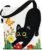 Jeasona Canvas Tote Bag for Women,Cute 3D Black Cat & Flowers Reusable Embroidered Canvas Shoulder Bag