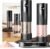 Electric Salt and Pepper Grinder Set – Rechargeable Automatic Salt and Pepper Shakers, Kitchen Appliances with External Adjustable Coarseness, Larger Hopper for Cooking, Home Gifts(2 Pack,Black/Black)