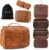 Elviros Hanging Toiletry Bag for Men Travel Essentials 3-in-1 Large Waterproof Dopp Kit PU Leather Shaving Bag with Separate Compartments for Grooming and Toiletries Mens Gift