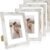 Hongkee 8×10 Picture Frame Set of 4, Made of Real Glass and Distressed White Wooden Frame, 8 by 10 Photo for Wall or Tabletop – Display Picture 5×7 with Mat or 8×10 Without Mat