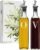 GREENOLIVE Olive Oil and Vinegar Dispenser Set – 17 oz. Glass Bottles with No-Drip BPA-Free Spouts – Stylish O and V Identifiers for Kitchen and Dining Use – Set of 2