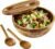 Acacia Wooden Salad Bowl with Lid, Built-in Acacia Wood Utensils, 10.5″ Large Wood Serving Bowls for Fruits, Salad, and Vegetables, Big Wood Salad Bowls Set 4-Piece, All-in-One Design